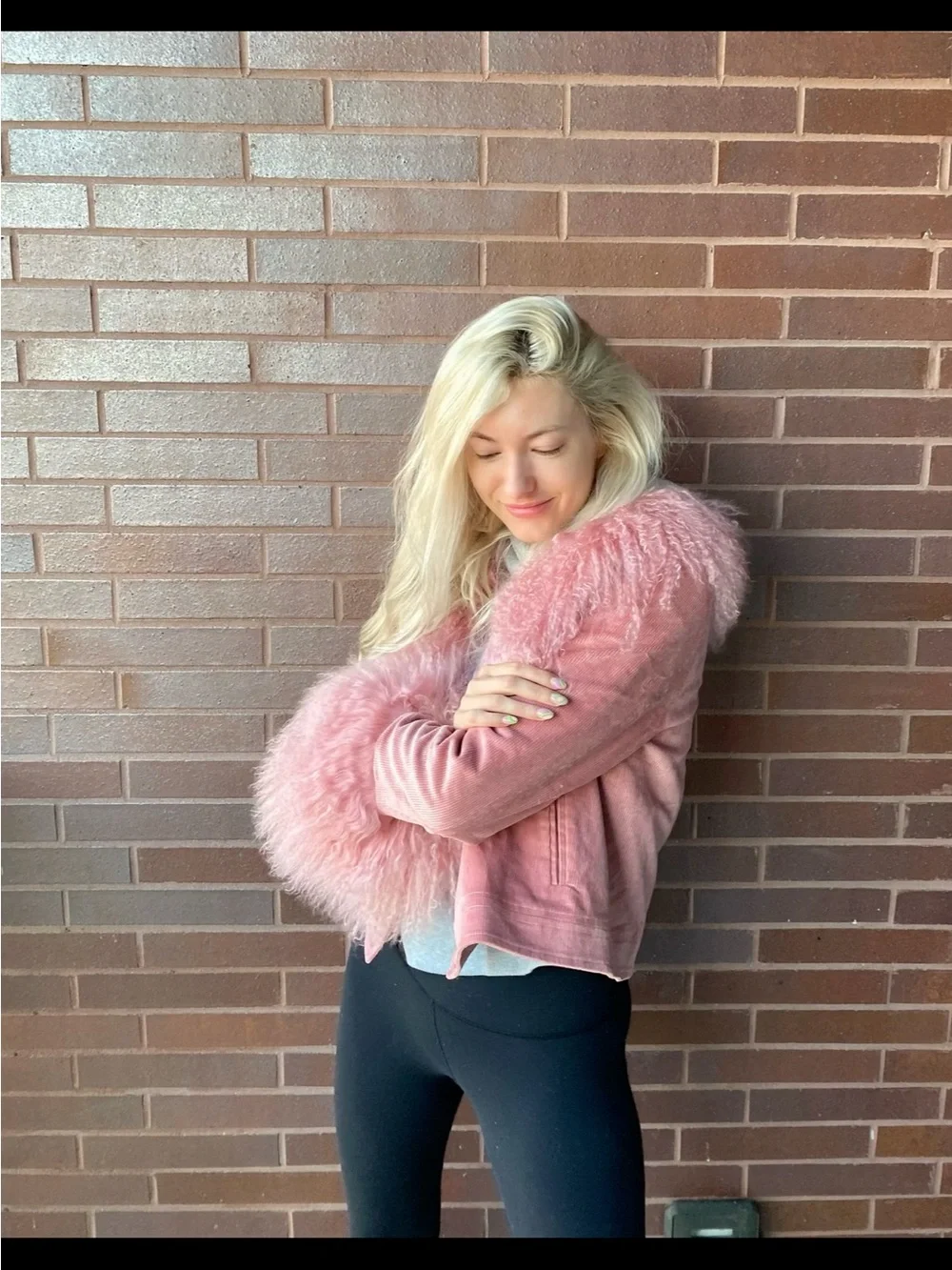 Charlotte Simone Pink Mongolian Fur Cropped Jacket - Picture 7 of 7